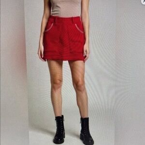 Coach Red Mini Skirt with Front Patch Pockets